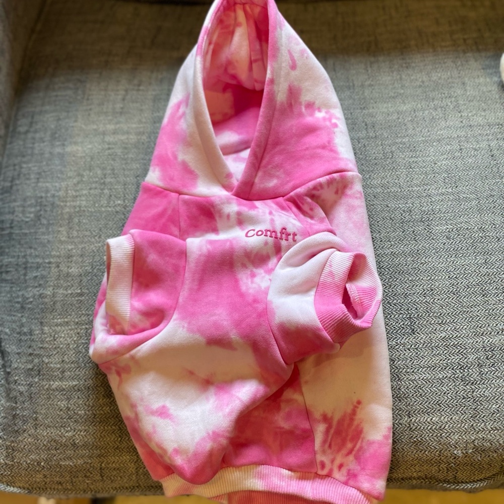 Comfrit Pink Tie-Dye Dog Hoodie